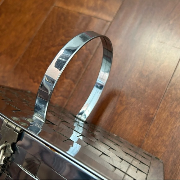 Vintage Dorset Rex 50s Silver Metal Basket Weave Lattice Box Purse - Picture 4 of 16